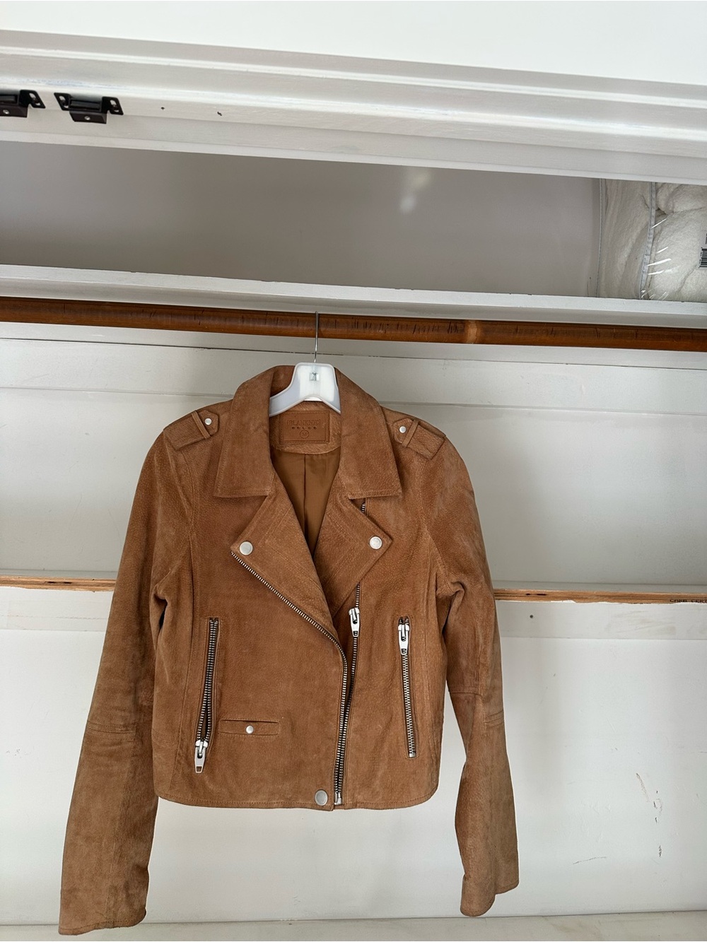 Blank NYC Cognac Suede Moto Jacket